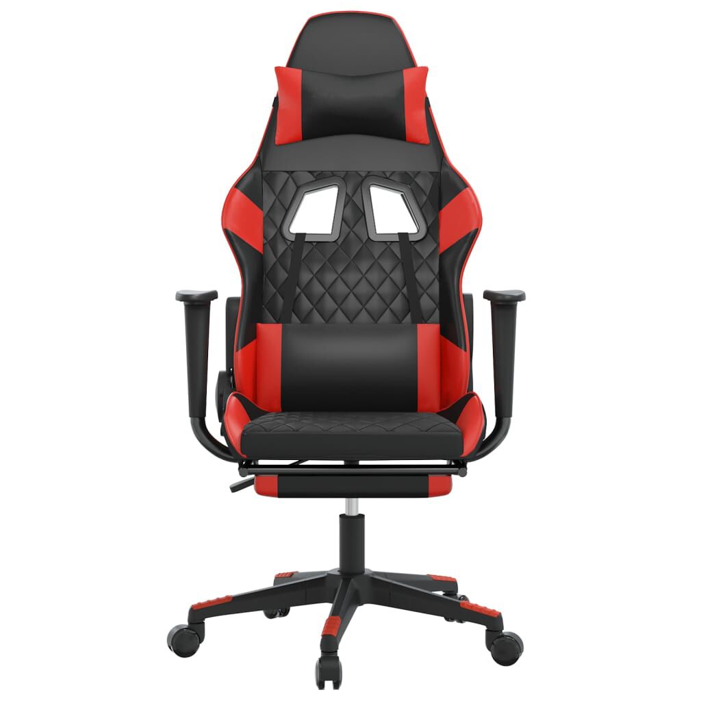 vidaXL Καρέκλα Gaming Μασάζ Υποπόδιο Μαύρο/Κόκκινο από Συνθετικό Δέρμα