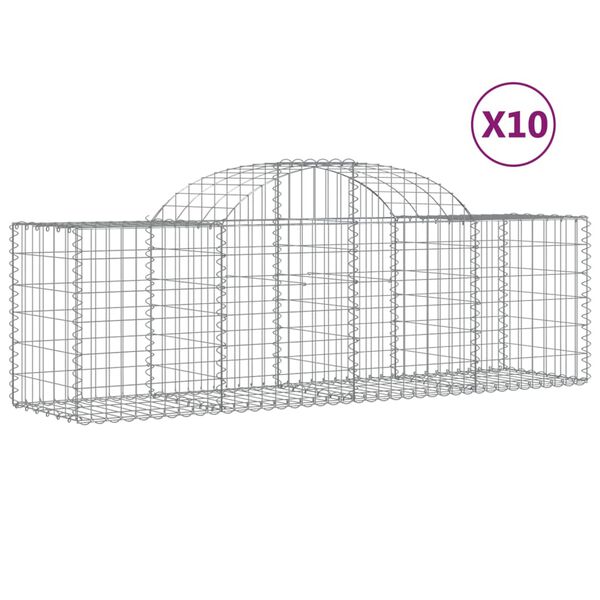 vidaXL Συρματοκιβώτια Τοξωτά 10 τεμ. 200x50x60/80 εκ. Γαλβαν. Ατσάλι