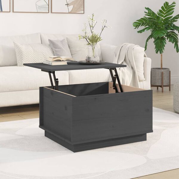 vidaXL Τραπεζάκι Σαλονιού Γκρι 60x50x35 εκ. από Μασίφ Ξύλο Πεύκου