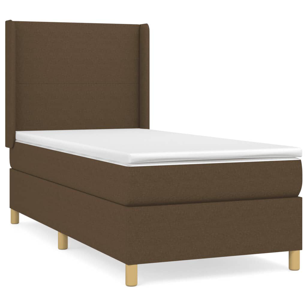 vidaXL Κρεβάτι Boxspring με Στρώμα Σκούρο Καφέ 80x200 εκ. Υφασμάτινο