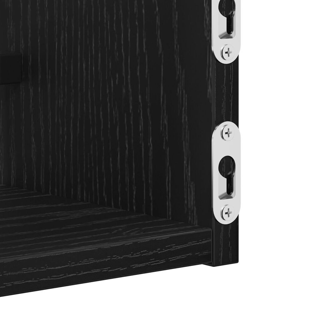 vidaXL Ράφια τοίχου 2 τεμ Μαύρη Δρυς 60x16x14 εκ Κατασκευασμένο ξύλο