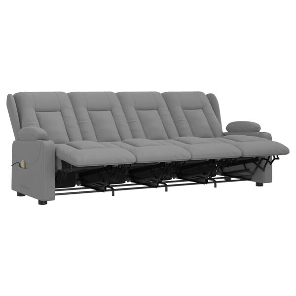 vidaXL Πολυθρόνα Μασάζ Τετραθέσια Ποτηροθήκη Ανακλ. Γκρι Συνθ. Δέρμα