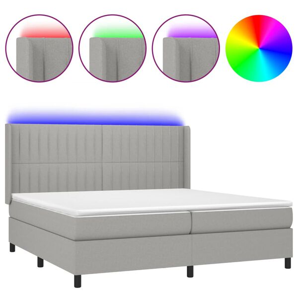 vidaXL &Kappa;&rho;&epsilon;&beta;ά&tau;&iota; Boxspring &mu;&epsilon; &Sigma;&tau;&rho;ώ&mu;&alpha; & LED &Alpha;&nu;.&Gamma;&kappa;&rho;&iota; 200x200&epsilon;&kappa;. &Upsilon;&phi;&alpha;&sigma;&mu;ά&tau;&iota;&nu;&omicron;