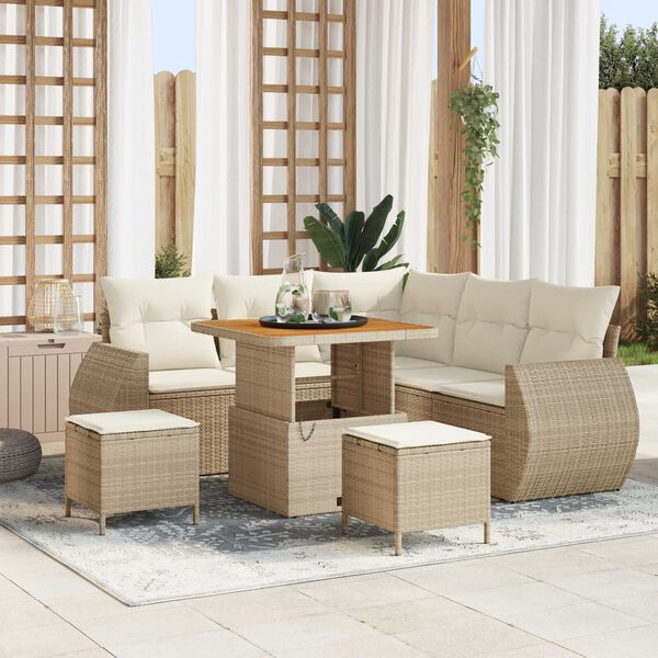 vidaXL Σετ Καναπέ Κήπου 8 pcs Μπεζ συνθετικό ρατάν