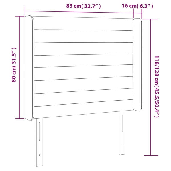 vidaXL Κεφαλάρι με Πτερύγια Ανοιχτό Γκρι 83x16x118/128 εκ. Υφασμάτινο
