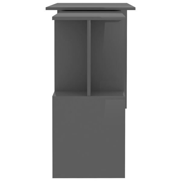 vidaXL Γραφείο Γωνιακό Γυαλιστερό Γκρι 200x50x76 εκ. από Μοριοσανίδα