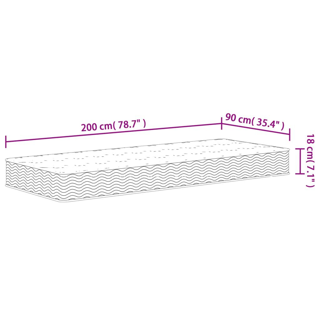 vidaXL Στρώμα με Bonnell Springs Medium 90 x 200 εκ.