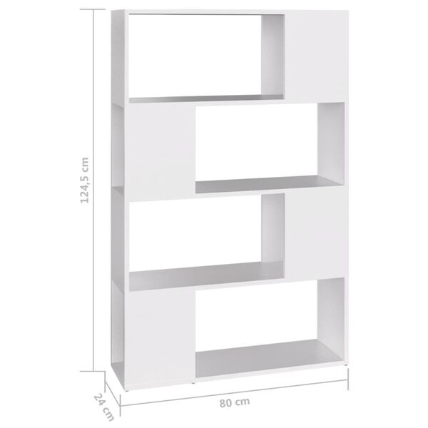 vidaXL Βιβλιοθήκη/Διαχωριστικό Χώρου Λευκό 80x24x124,5 εκ. Μοριοσανίδα