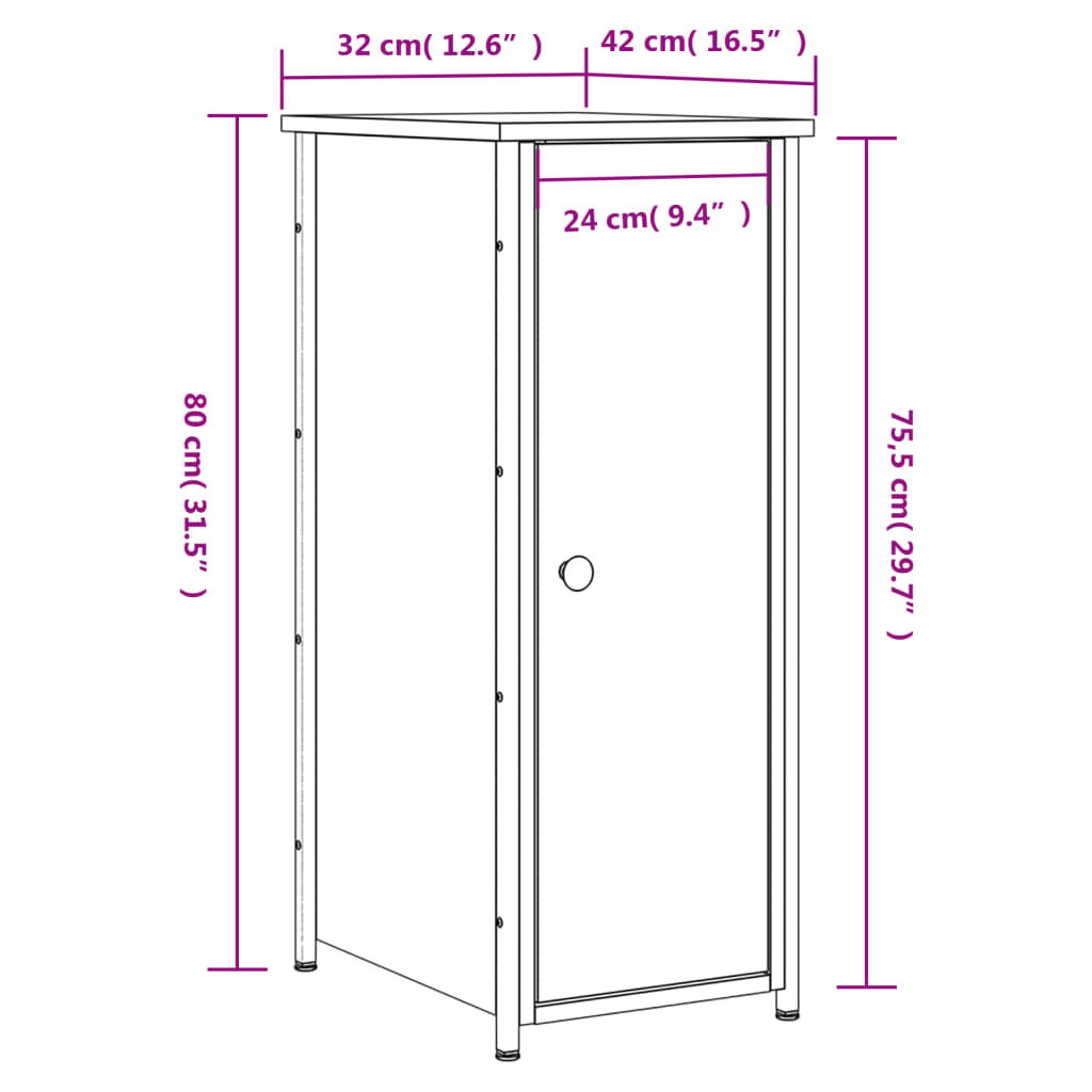 vidaXL Κομοδίνα 2 τεμ. Sonoma Δρυς 32x42x80 εκ. από Επεξεργασμένο Ξύλο