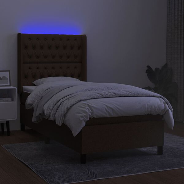 vidaXL &Kappa;&rho;&epsilon;&beta;ά&tau;&iota; Boxspring &mu;&epsilon; &Sigma;&tau;&rho;ώ&mu;&alpha; & LED &Sigma;&kappa;.&Kappa;&alpha;&phi;έ 80x200 &epsilon;&kappa;. &Upsilon;&phi;&alpha;&sigma;&mu;ά&tau;&iota;&nu;&omicron;