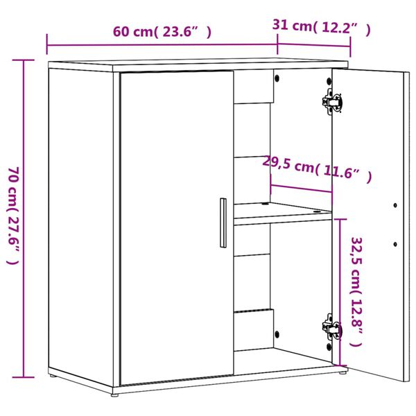 vidaXL Βοηθητικό Ντουλάπι Sonoma Δρυς 60x31x70 εκ. Επεξεργασμένο Ξύλο