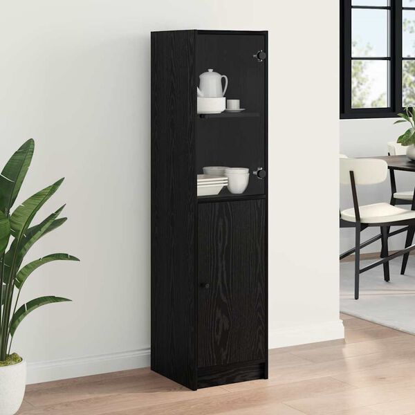 vidaXL Highboard &Mu;&alpha;ύ&rho;&eta; &Omicron;&xi;&upsilon;ά 35 x 37 x 142 &epsilon;&kappa; &Epsilon;&pi;&epsilon;&xi;&epsilon;&rho;&gamma;&alpha;&sigma;&mu;έ&nu;&omicron; &xi;ύ&lambda;&omicron;