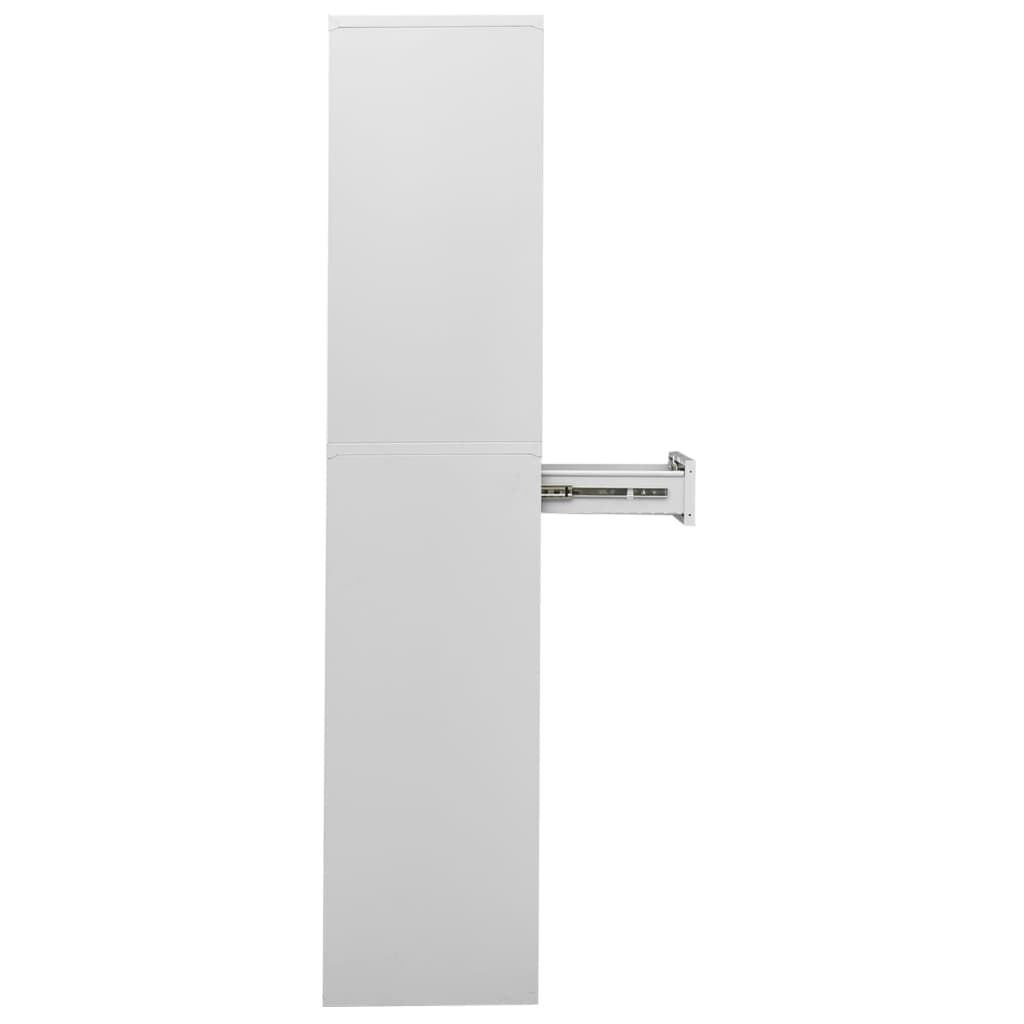 vidaXL Ντουλάπα Γραφείου Ανοιχτό Γκρι 90x40x180 εκ Ατσάλι/Ψημένο Γυαλί