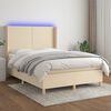 vidaXL &Kappa;&rho;&epsilon;&beta;ά&tau;&iota; Boxspring &mu;&epsilon; &Sigma;&tau;&rho;ώ&mu;&alpha; & LED &Kappa;&rho;&epsilon;&mu; 140x190 &epsilon;&kappa;. &Upsilon;&phi;&alpha;&sigma;&mu;ά&tau;&iota;&nu;&omicron;