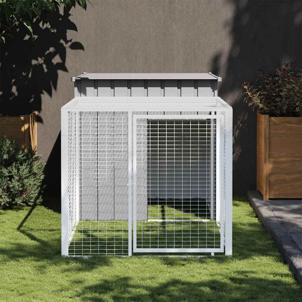 vidaXL Κλουβί για Κότες με Αυλή Αν. Γκρι 110x201x110εκ Γαλβαν. Χάλυβας