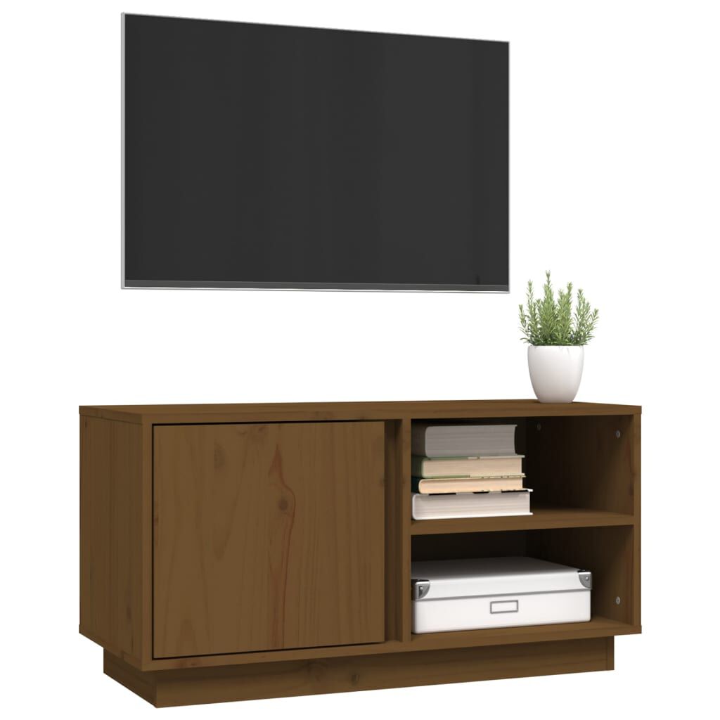 vidaXL Έπιπλο Τηλεόρασης Καφέ Μελί 80x35x40,5 εκ από Μασίφ Ξύλο Πεύκου