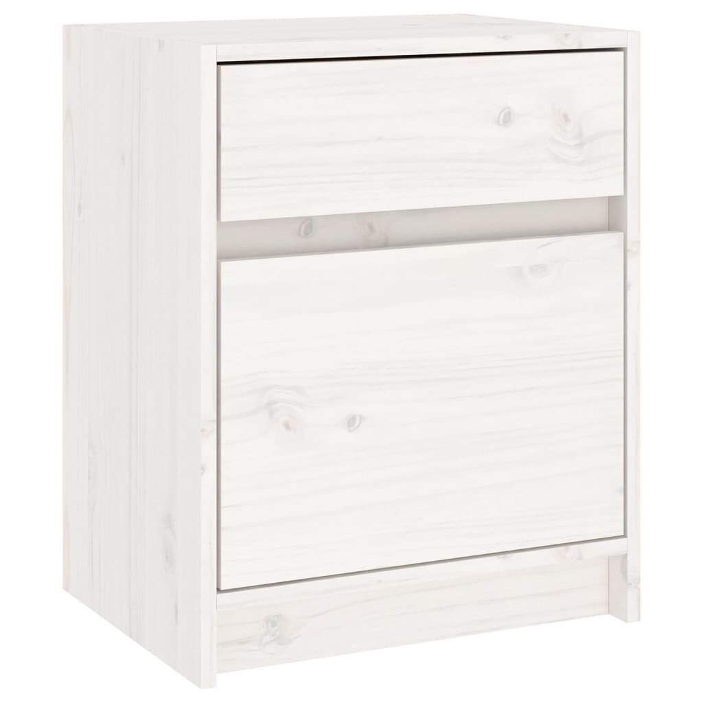 vidaXL Κομοδίνο Λευκό 40 x 31 x 50 εκ. από Μασίφ Ξύλο Πεύκου
