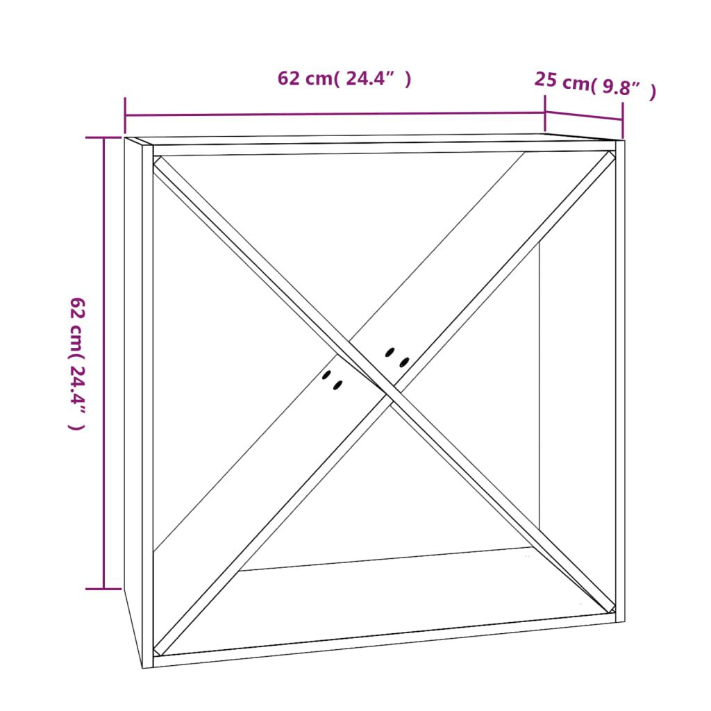 vidaXL Κάβα Κρασιών Λευκό 62 x 25 x 62 εκ. από Μασίφ Ξύλο Πεύκου