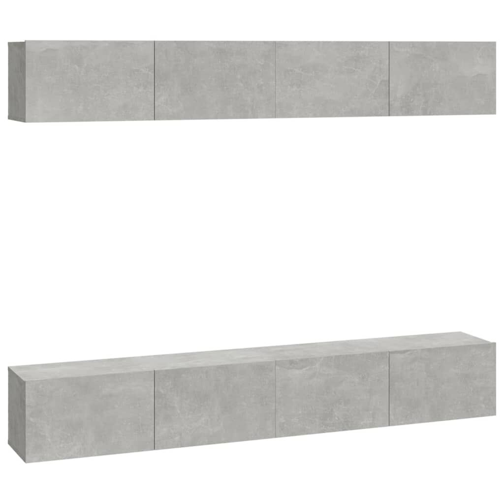 vidaXL Έπιπλα Τηλεόρασης Τοίχου 4 τεμ. Γκρι 100x30x30εκ. Επεξεργ. Ξύλο