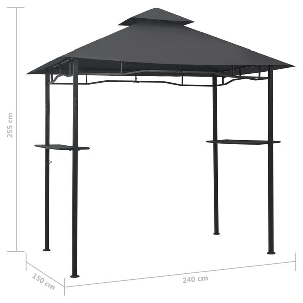 vidaXL Κιόσκι Ψησταριάς Ανθρακί 240 x 150 x 255 εκ. Ατσάλινο