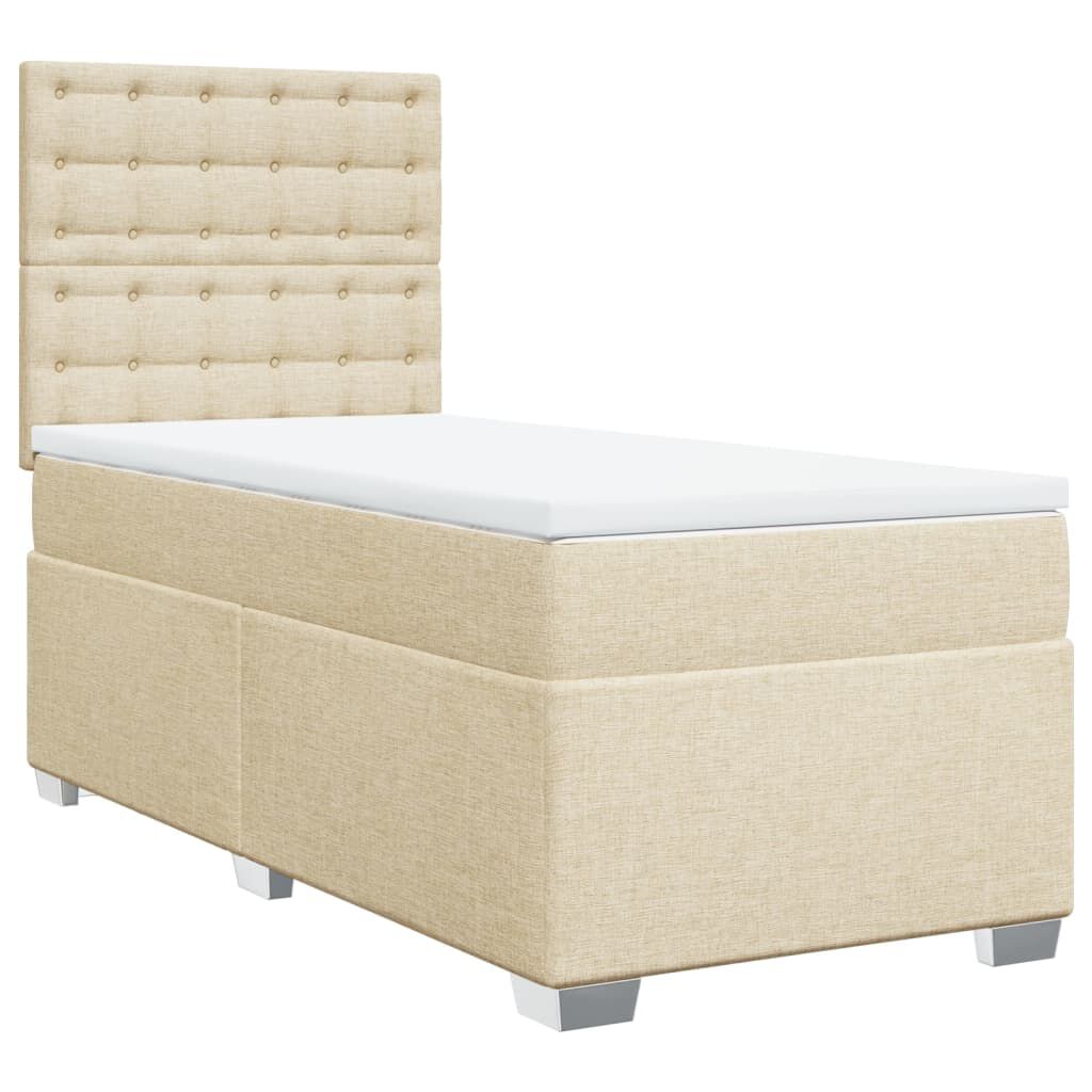 vidaXL Κρεβάτι Boxspring με Στρώμα Κρεμ 90x200 εκ.Υφασμάτινο