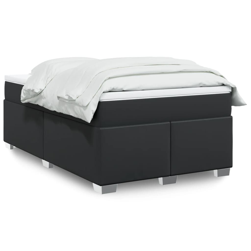 vidaXL Κρεβάτι Boxspring με Στρώμα Μαύρο 120 x 200 εκ. Συνθετικό Δέρμα