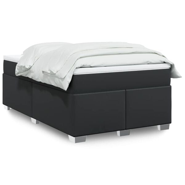 vidaXL Κρεβάτι Boxspring με Στρώμα Μαύρο 120 x 200 εκ. Συνθετικό Δέρμα