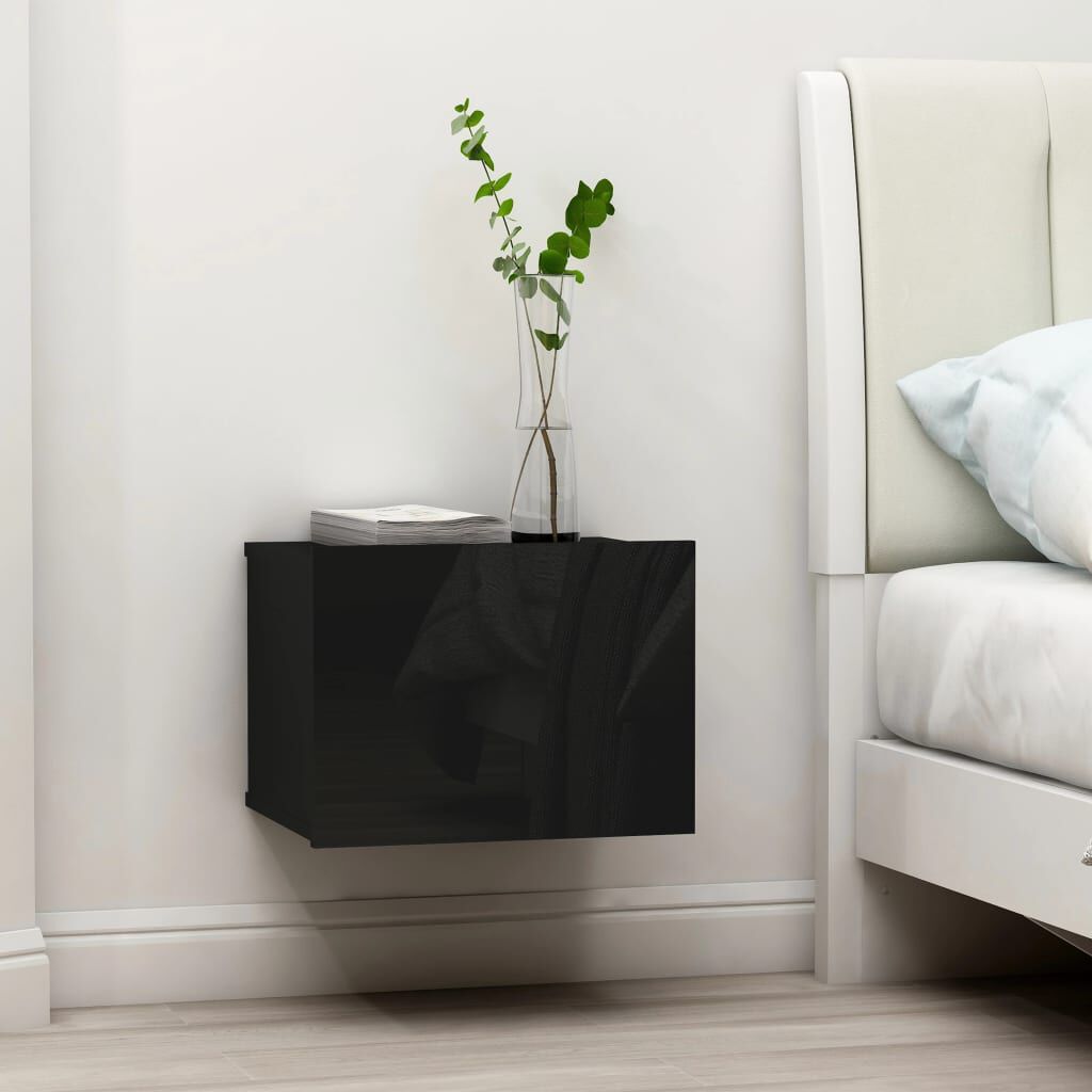 vidaXL Κομοδίνα 2 τεμ. Γυαλιστερό Μαύρο 40x30x30 εκ. από Μοριοσανίδα