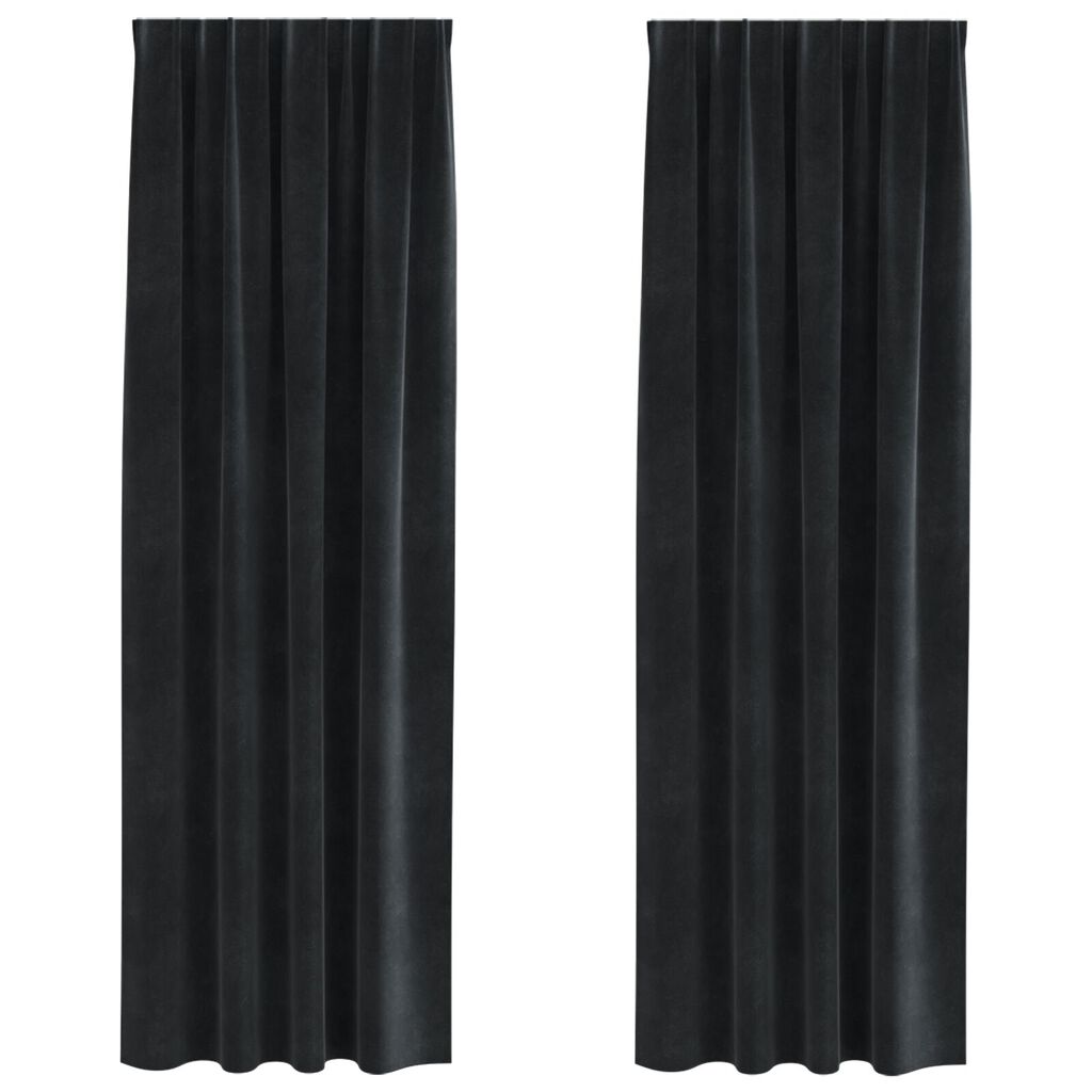 vidaXL Κουρτίνες με κουρτίνες 2 pcs Μαύρο 140 x 225 cm Βελούδο