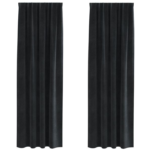 vidaXL Κουρτίνες με κουρτίνες 2 pcs Μαύρο 140 x 225 cm Βελούδο