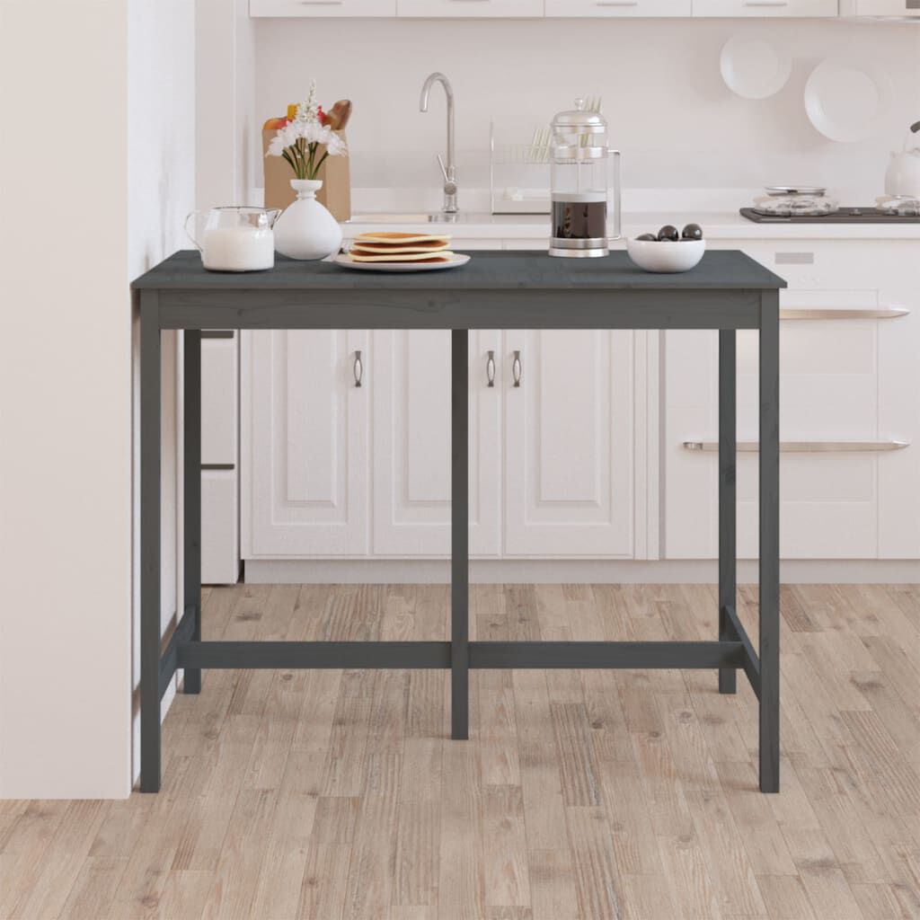 vidaXL Τραπέζι Μπαρ γκρί 140 x 80 x 110 εκ. από Μασίφ Ξύλο Πεύκου