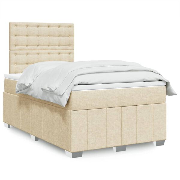 vidaXL Κρεβάτι Boxspring με Στρώμα Κρεμ 120x190 εκ. Υφασμάτινο