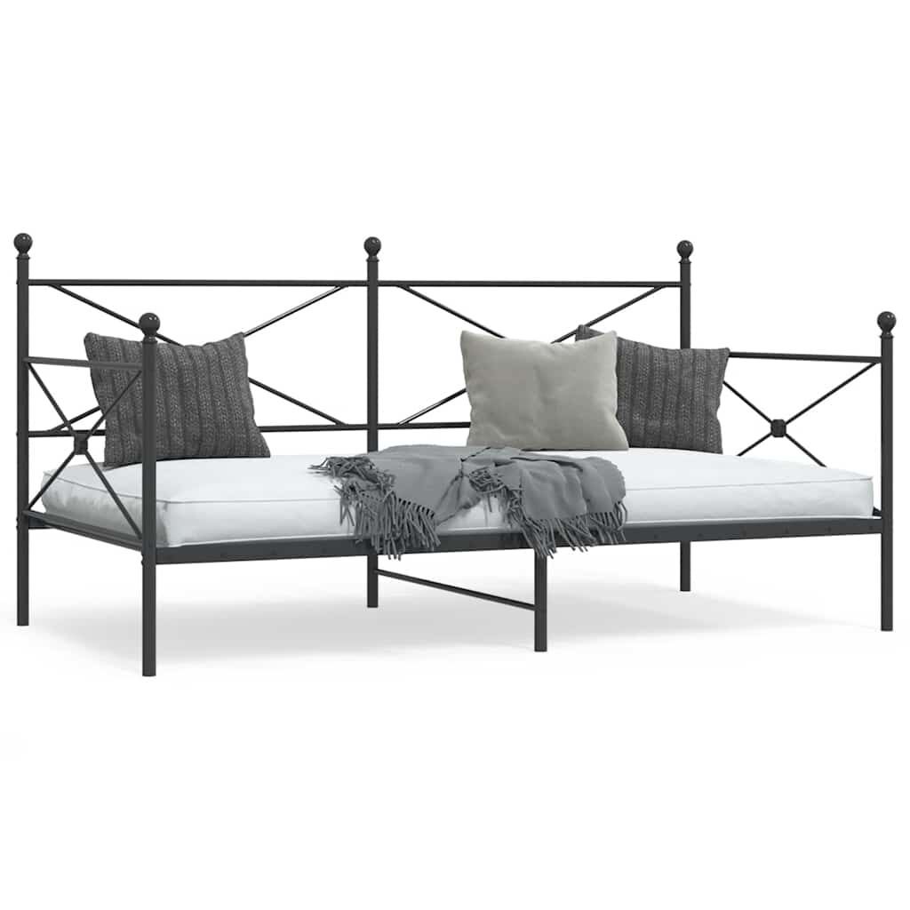 vidaXL Κρεβάτι ημέρας χωρίς στρώμα Μαύρο 100x190 cm Ατσάλι