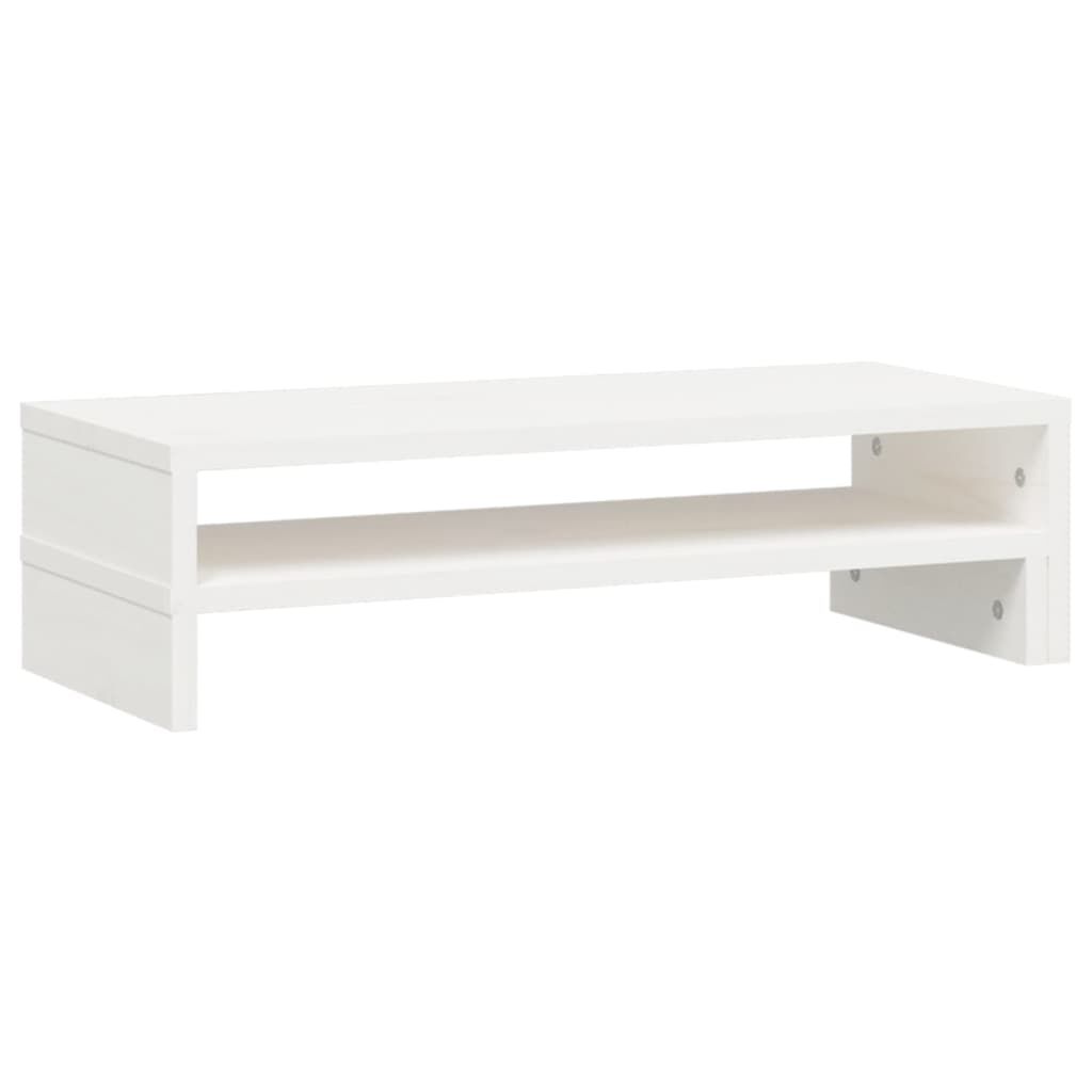 vidaXL Βάση Οθόνης Λευκή (52-101)x22x14 εκ. από Μασίφ Ξύλο Πεύκου
