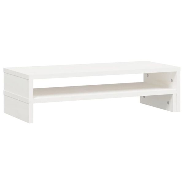 vidaXL Βάση Οθόνης Λευκή (52-101)x22x14 εκ. από Μασίφ Ξύλο Πεύκου