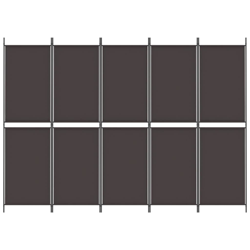 vidaXL Διαχωριστικό Δωματίου με 5 Πάνελ Καφέ 250x180 εκ. από Ύφασμα