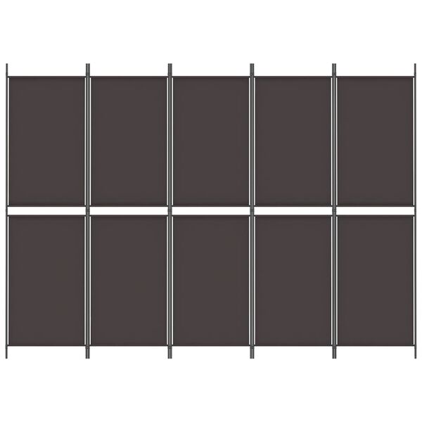 vidaXL Διαχωριστικό Δωματίου με 5 Πάνελ Καφέ 250x180 εκ. από Ύφασμα