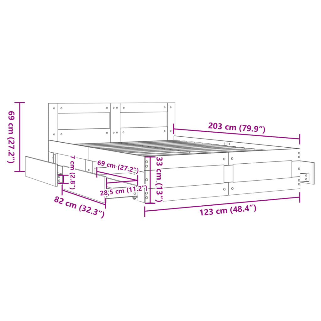 vidaXL Πλαίσιο Κρεβατιού με Κεφαλάρι Sonoma Δρυς 120x200εκ. Επεξ. Ξύλο