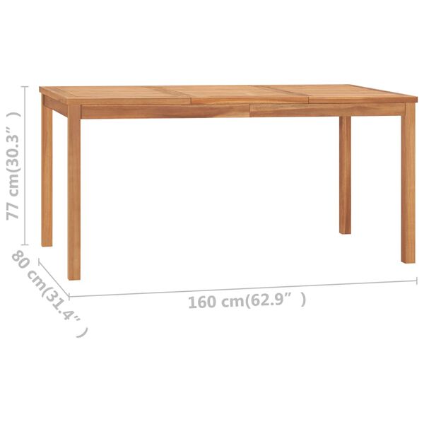 vidaXL Τραπεζαρία Κήπου 160 x 80 x 77 εκ. από Μασίφ Ξύλο Teak