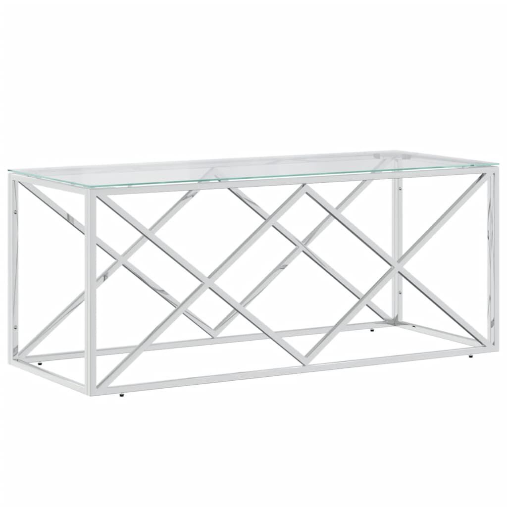 vidaXL Τραπέζι Σαλονιού 110x45x45 εκ. από Ανοξ. Ατσάλι και Γυαλί
