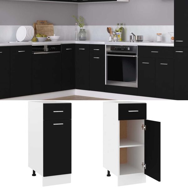 vidaXL Ντουλάπι με Συρτάρια "Lyon" Μαύρο 30x46x81,5 εκ. από Τεχνητό Ξύλο