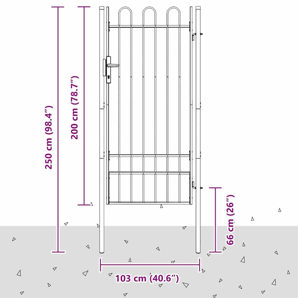vidaXL Πύλη Φράχτη Γκρι 100 x 200 cm Χάλυβας με Επικάλυψη Πούδρας