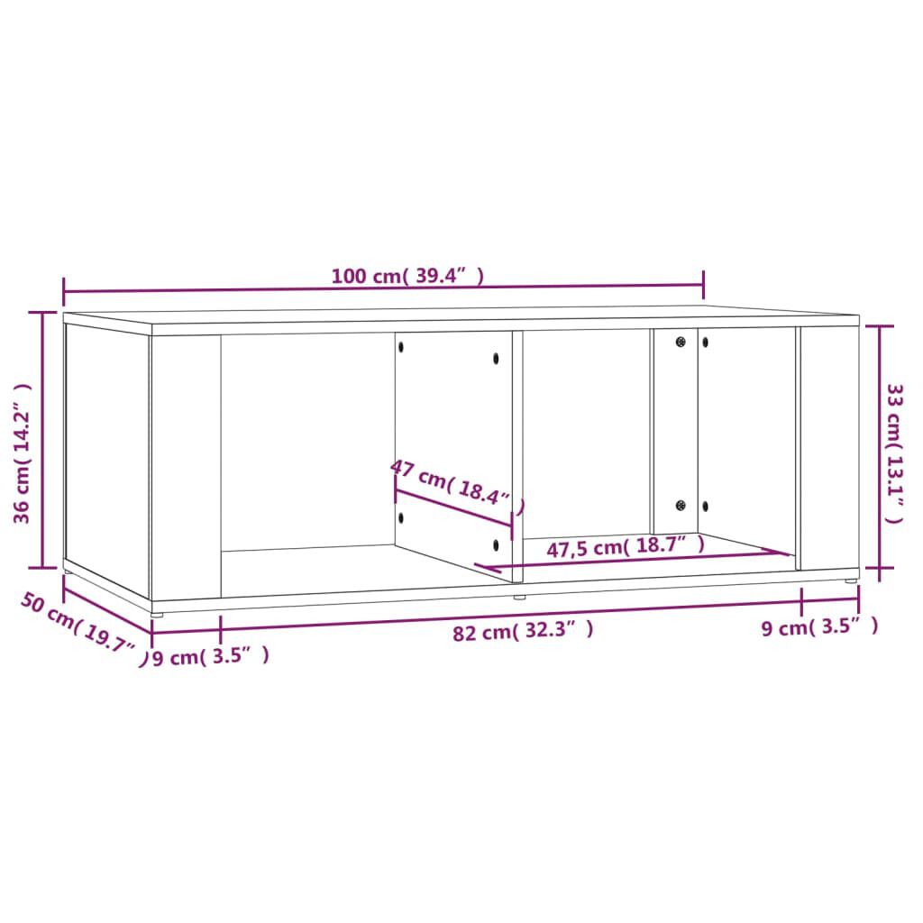 vidaXL Τραπεζάκι Σαλονιού Γκρι Sonoma 100x50x36 εκ. Επεξεργασμένο Ξύλο