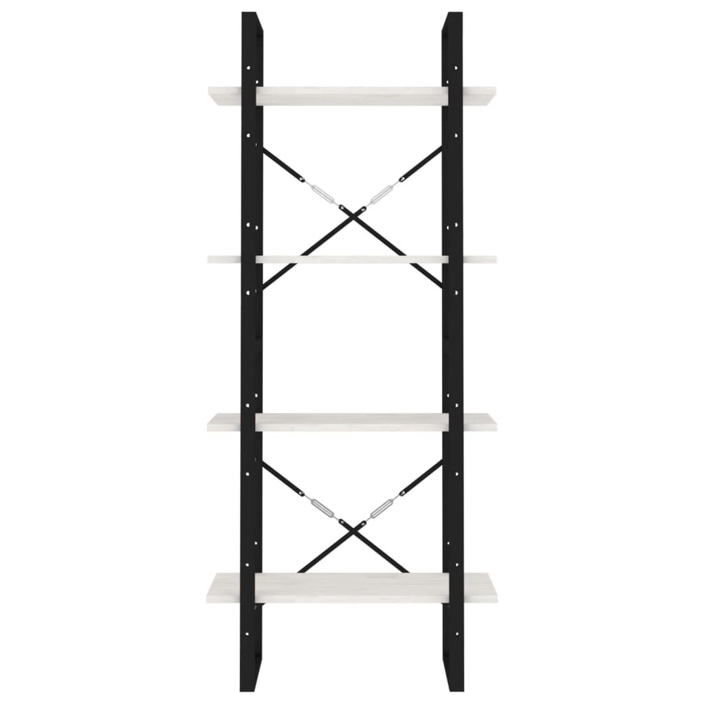 vidaXL Βιβλιοθήκη με 4 Ράφια Λευκή 60x30x140 εκ. από Μασίφ Ξύλο Πεύκου