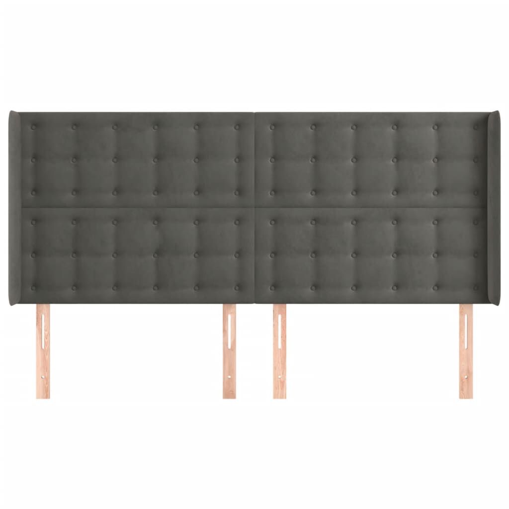 vidaXL Κεφαλάρι με Πτερύγια Σκούρο Γκρι 203x16x118/128 εκ. Βελούδινο