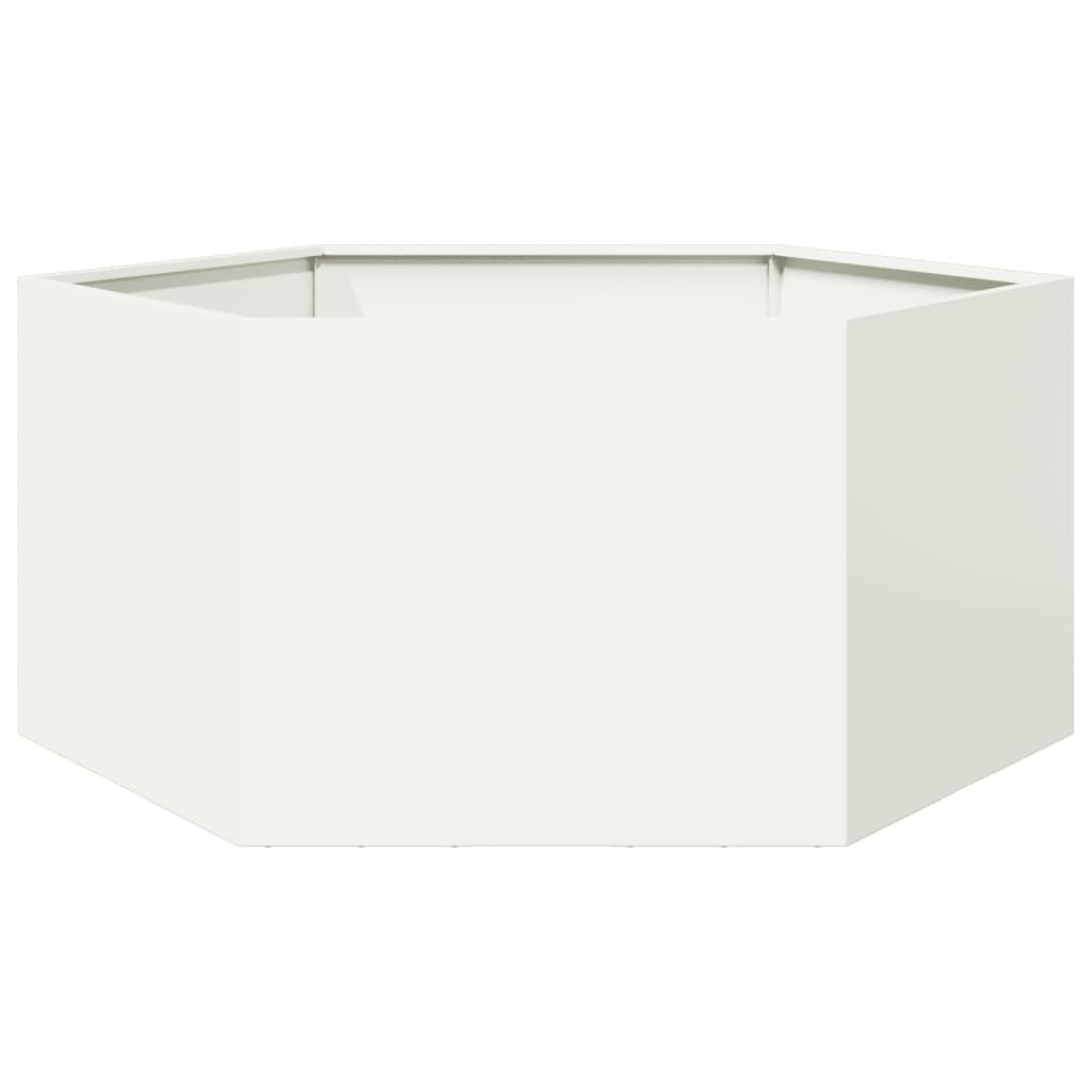 vidaXL Ζαρντινιέρα Κήπου Εξάγωνη Λευκή 104x90x45 εκ. Ατσάλι