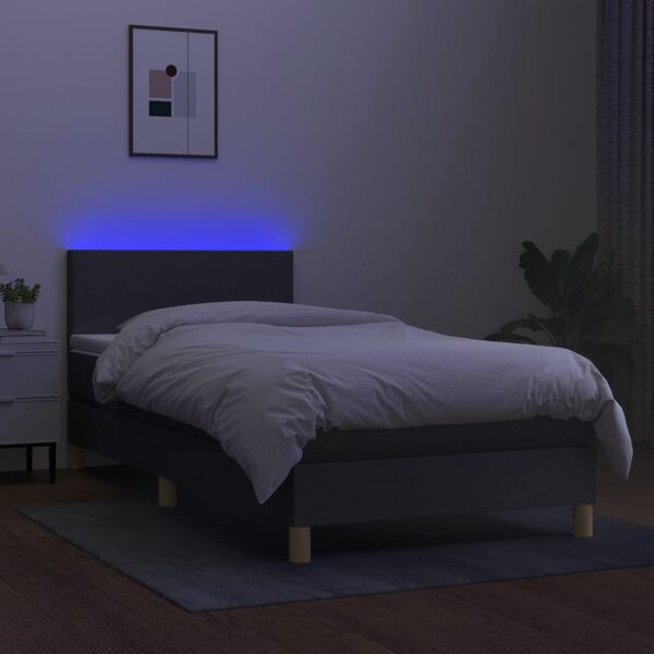 vidaXL &Kappa;&rho;&epsilon;&beta;ά&tau;&iota; Boxspring &mu;&epsilon; &Sigma;&tau;&rho;ώ&mu;&alpha; & LED &Sigma;&kappa;.&Gamma;&kappa;&rho;&iota; 100x200 &epsilon;&kappa; &Upsilon;&phi;&alpha;&sigma;&mu;ά&tau;&iota;&nu;&omicron;
