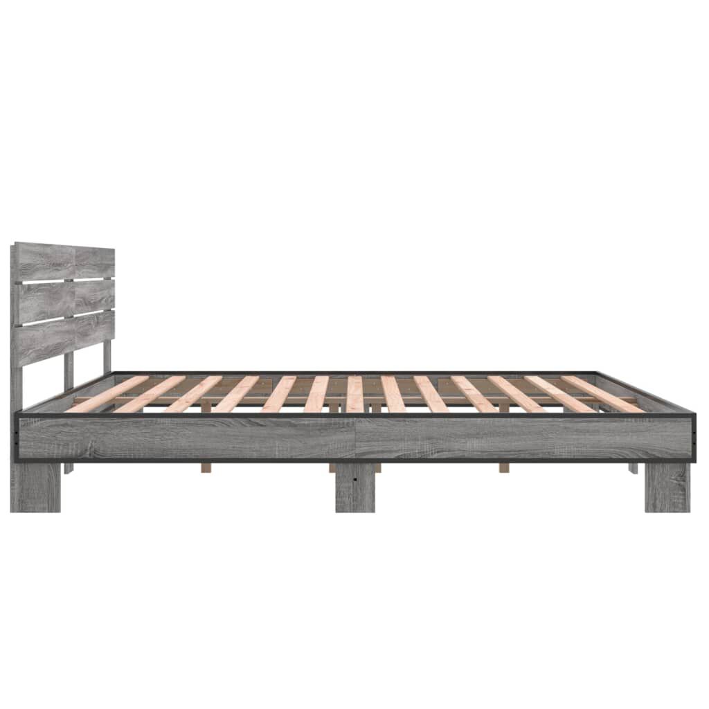 vidaXL Πλαίσιο Κρεβατιού Γκρι Sonoma 200x200 εκ. Επεξ. Ξύλο & Μέταλλο