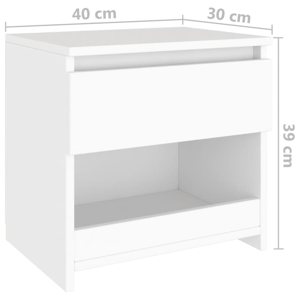 vidaXL Κομοδίνο Λευκό 40 x 30 x 39 εκ. από Επεξ. Ξύλο