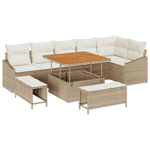 vidaXL &Sigma;&epsilon;&tau; &Kappa;&alpha;&nu;&alpha;&pi;έ &Kappa;ή&pi;&omicron;&upsilon; &mu;&epsilon; &mu;&alpha;&xi;&iota;&lambda;ά&rho;&iota; 9 pcs &Mu;&pi;&epsilon;&zeta; &Pi;&omicron;&lambda;&upsilon; &rho;ά&tau;&alpha;&nu;